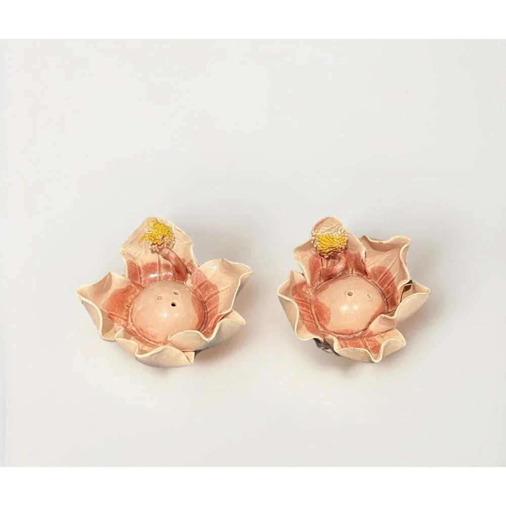 Fitz‎ and Floyd 1983 Pink Flower Salt & Pepper Shaker Pink Yellow Vintage *RARE*